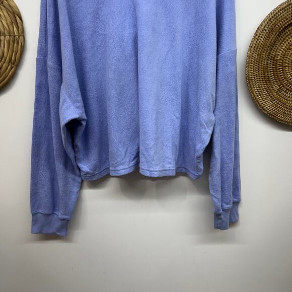 Aerie Oversized Long Sleeve Top Plus Size XXL Baby Blue Terry Cloth Ruched - Picture 4 of 6